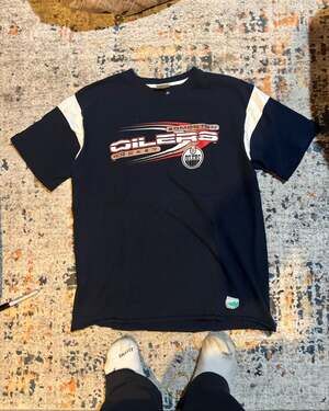 Vintage Waves Edmonton Oilers NHL Graphic T-Shirt Navy Blue Men's XL